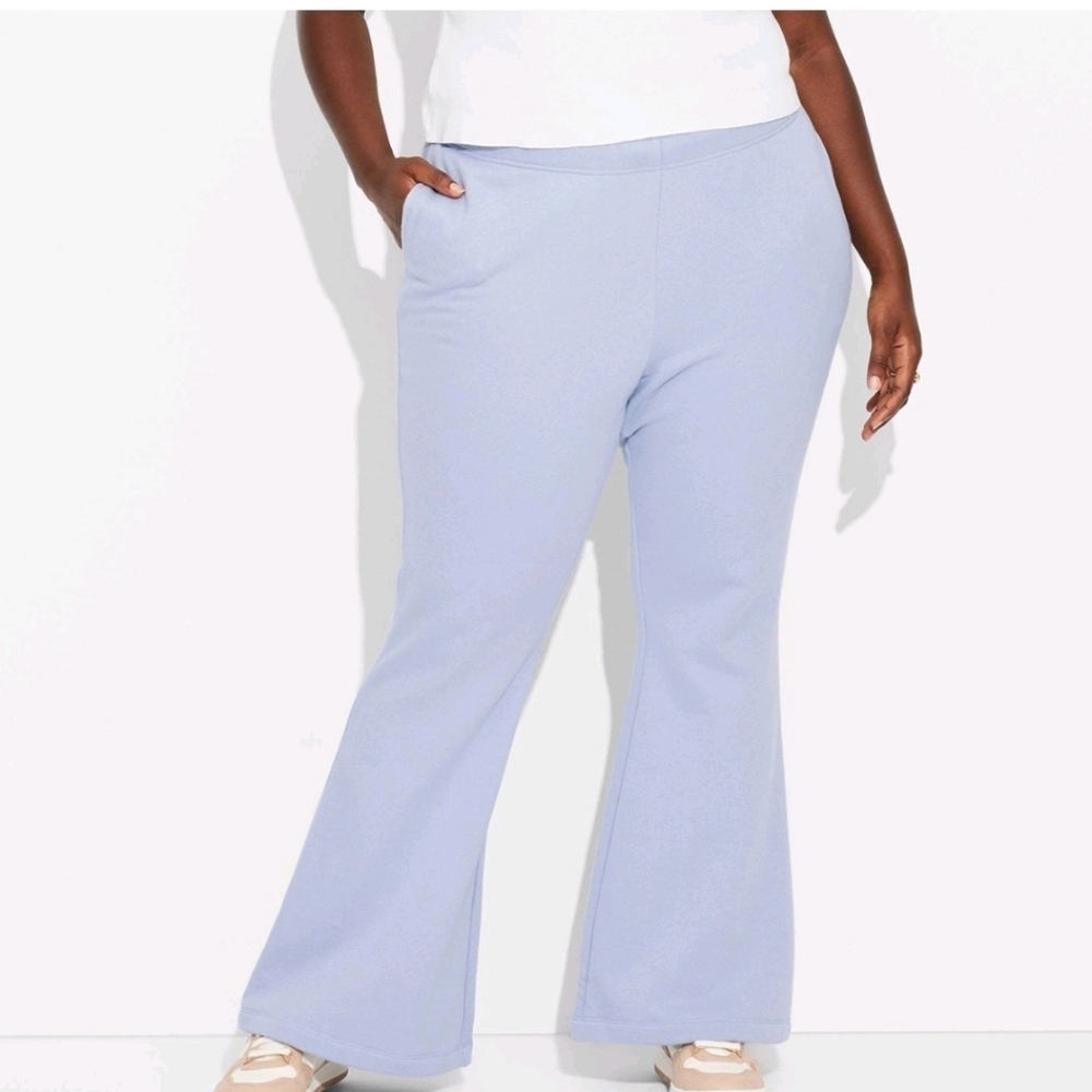 Women's High-Rise Flare Sweatpants - Wild Fable Light Blue Size S